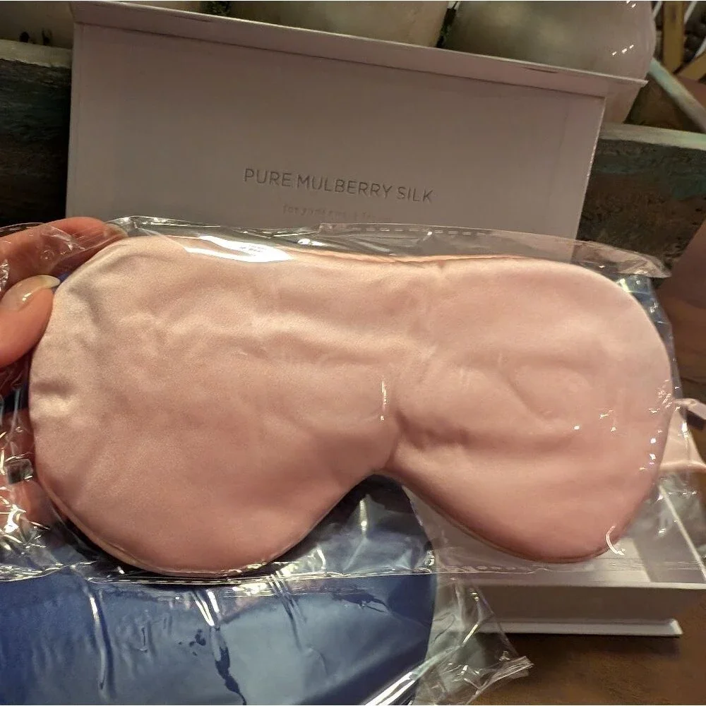 Pure Mulberry Silk Eye Mask Gift Set of 2 Pink Blue